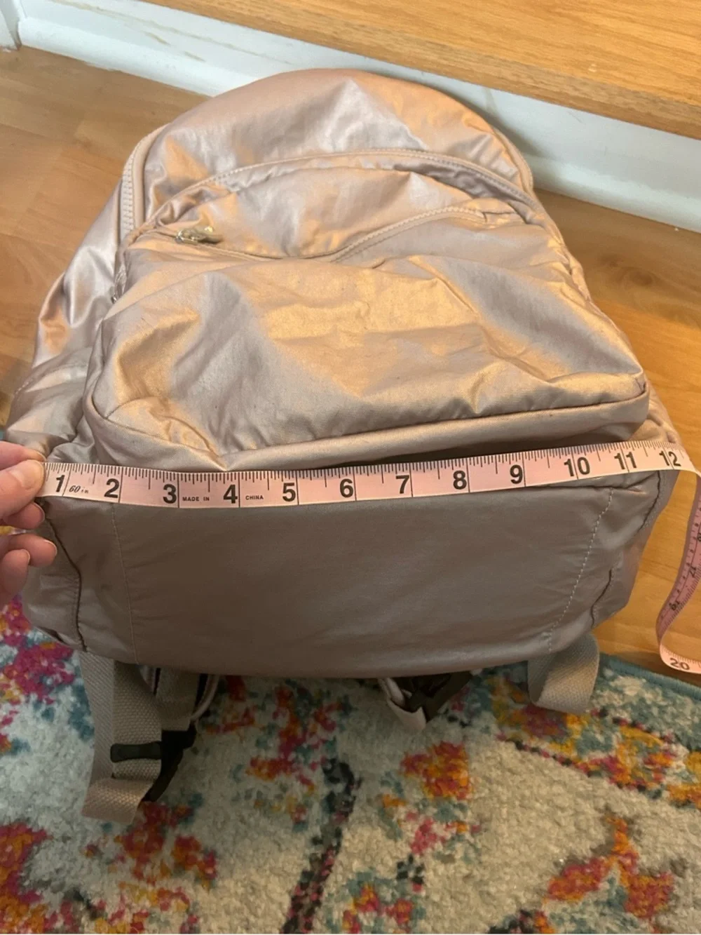 Kipling Pink Metallic Diaper Bag/Backpack- 15.5”